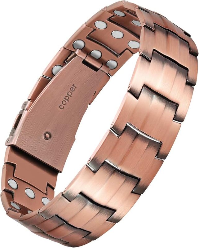 Jecanori Pure Copper Bracelet for Men, Upgrade 3X Ultra Strength Magnetic Bracelets for Men with 3800 Gauss Neodymium Magnets, Premium Fold-Over Clasp Jewerly Gift with Sizing Tool