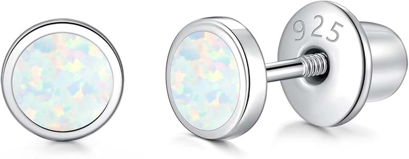 LUCKMORA 925 Sterling Silver Cubic Zirconia Earrings Studs for Men Hypoallergenic Nickel Free Earrings for Women Princess Round Cut (White-S pearl)