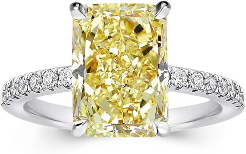 Effinny 3.5/7.0ct Radiant Cut Engagement Ring,Simulated Diamond Promise Ring for Women in 925 Sterling Silver