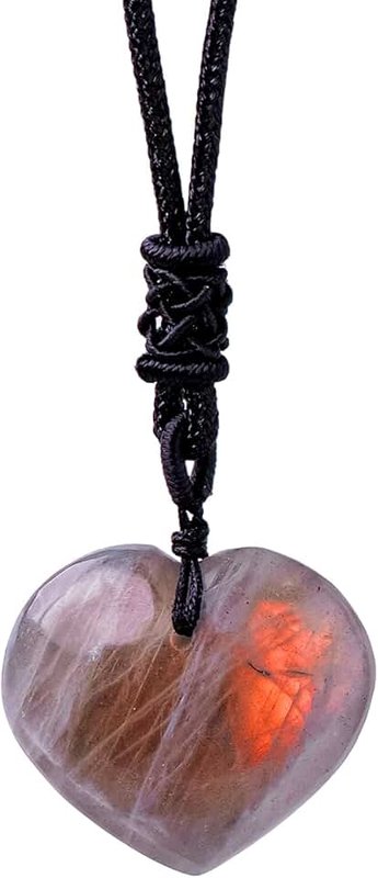 RJINGSHI Natural Labradorite Crystal NecklacePendant Necklace Moonstone Healing Stone Pendant With Hand-Woven Rope For unisex