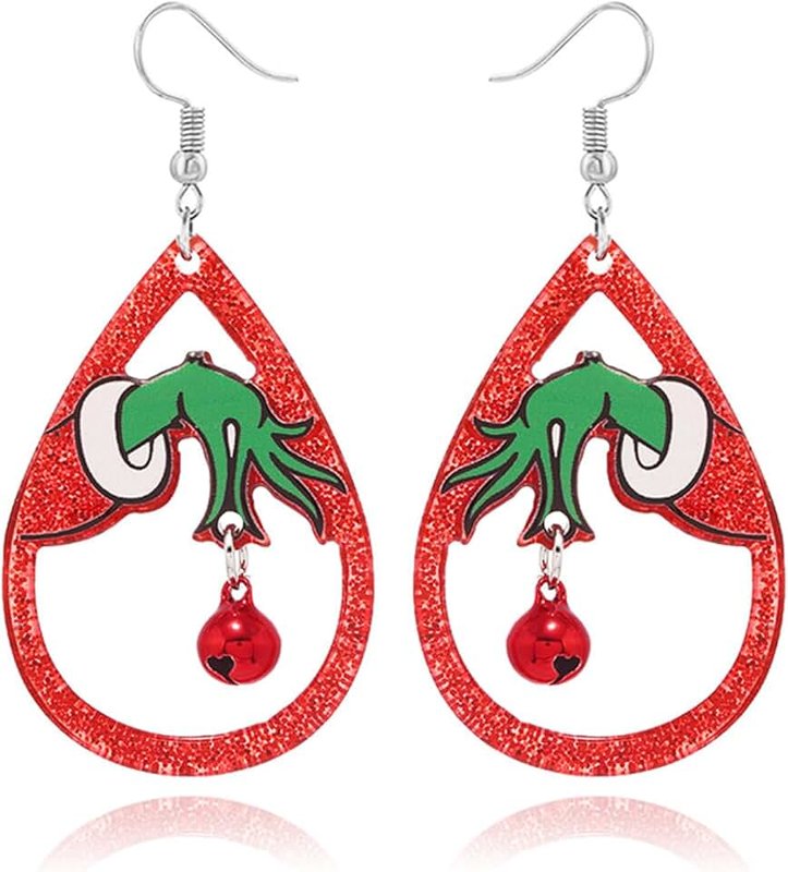 LPYO Christmas Earrings for Women Cute Gingerbread Man Elf Fawn Charm Earrings Acrylic Fashion Christmas Tree Cat Dinosaur Funny Earrings Xmas Party Favors Decor Accessories
