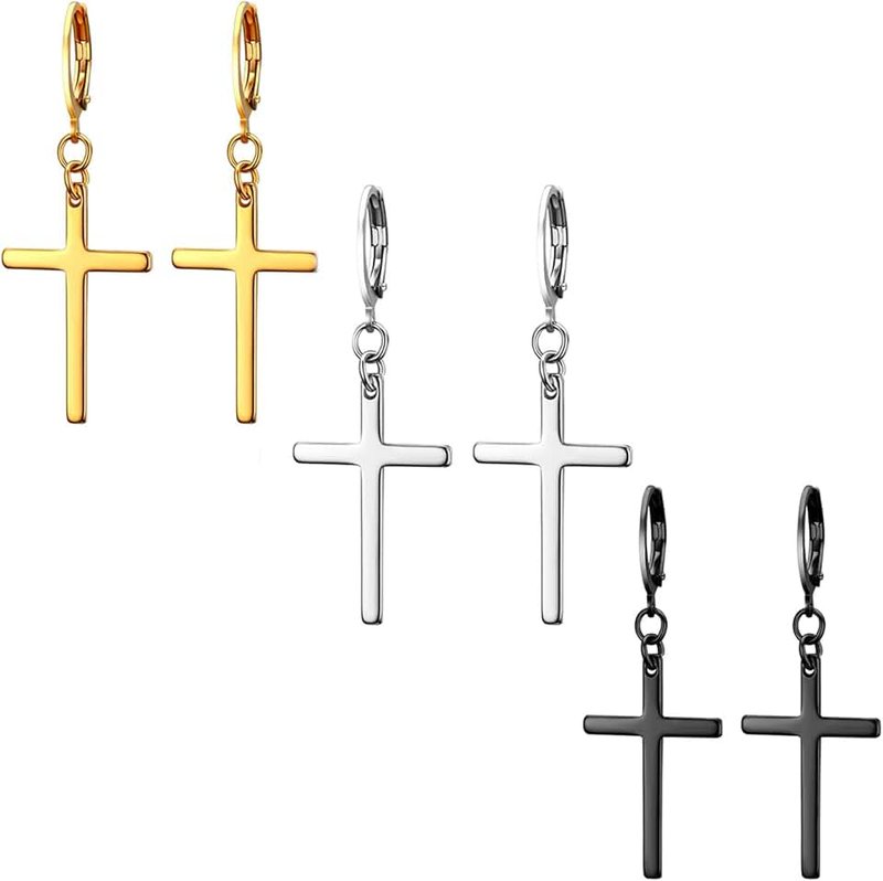 Seaield Stainless Steel Cross Earrings Earrings for Women Girls Dangle Earrings Long Dangle Minimalist Jewelry Hypoallergenic