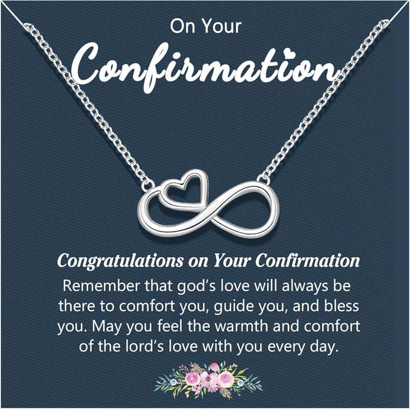 UNGENT THEM Infinity Heart Necklace for Girls, Birthday Valentines' Day Graduation Confirmation Christmas Back to School Gifts for Teens, Girls