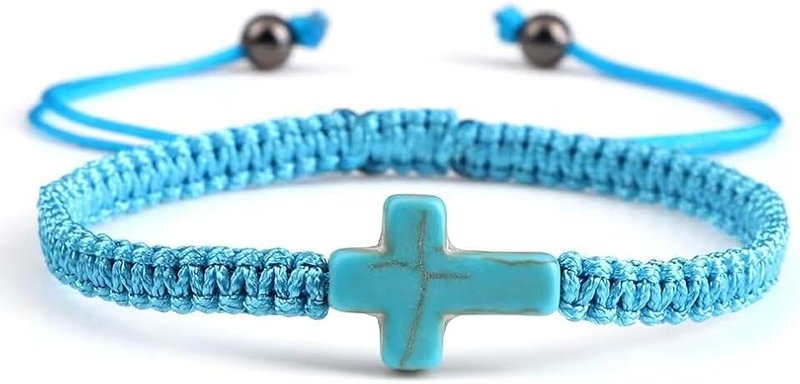 Todu Cross Woven Rope Bracelet Handmade Braided Red String Turquoise Bracelet Prayer Wrist Protection Bracelet For Women Men Jewelry Gift