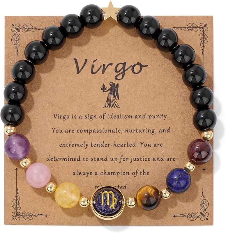 GolbalJew Zodiac Bracelets for Women 12 Constellations Healing Crystal Stone Beads Bracelet Birthday Zodiac Gifts Horoscope Spiritual Bracelet