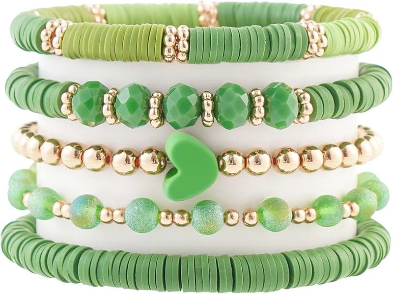 RISHEGAE Heishi Beaded Stretch Bracelets for Women Stackable Polymer Clay Beads Bracelets Friendship Boho Summer Beach Bracelet Jewelry Set