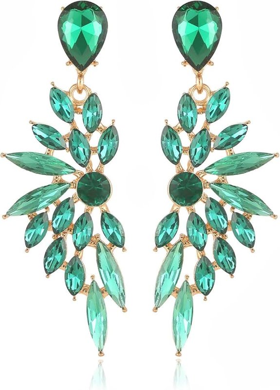 FENBORY Rhinestone Statement Earrings Cluster Crystal Drop Dangle Earrings Teardrop Chandelier Earrings Dangling Prom Wedding Bridal Earrings for Women Girls