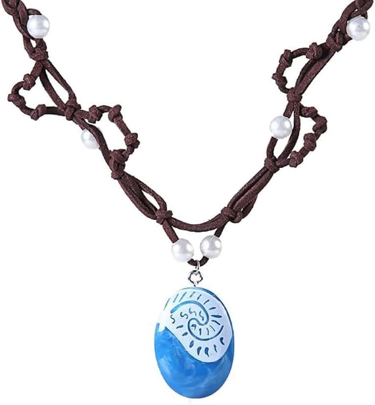Clataly Blue Ocean Necklace, Women's Fashion Choker with Moana Pendant, Imitation Pearl, Party Supplies
