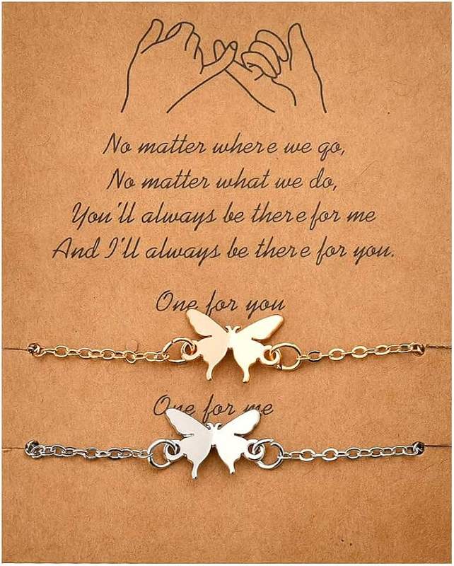 YALLNASL Best Friend Bracelet for 2 Girls Bestie Birthday Christmas Presents for Bff Girl Bracelets Matching Butterfly Bracelets for Best Friend Long Distance Friendship Gifts for Women
