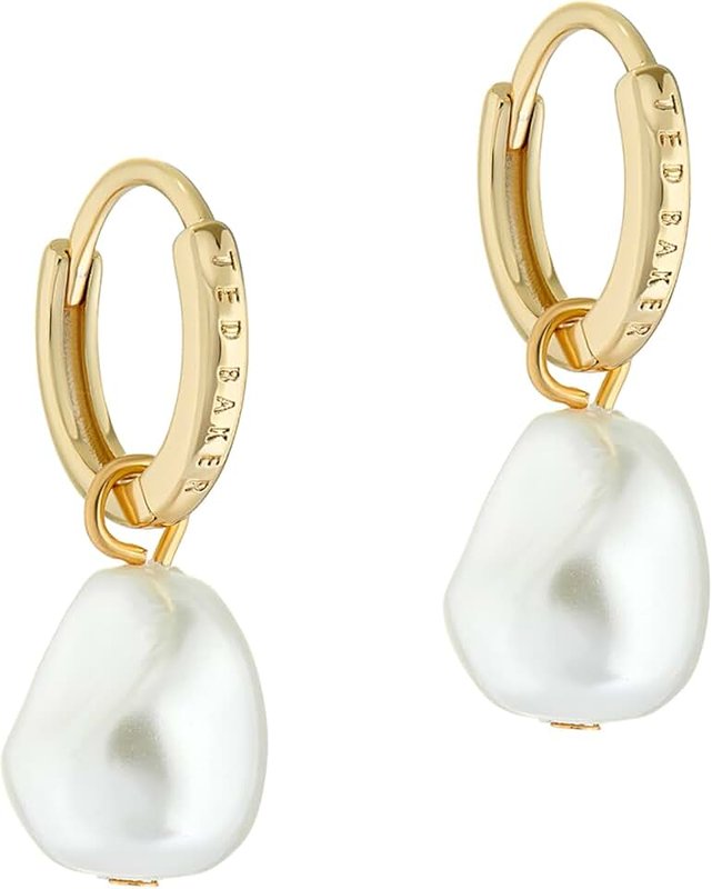 Ted Baker Women's Pearl Huggie Earrings, Pearl, Gold, One Size