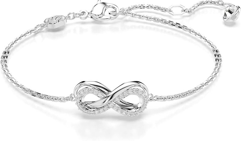 Swarovski Hyperbola Bangle and Bracelet Collection, Infinity, Twist and Heart Shapes, White Crystals in a Mixed Metal, Rhodium or Rose Gold-Tone Plated Setting