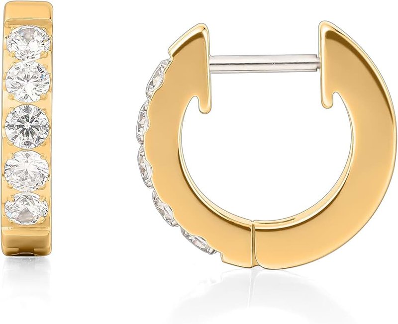 limerencia Hypoallergenic Implant Grade Titanium G23 Huggie Hoop Earrings, 5A Cubic Zirconia Pure Titanium F136 Hoops for Women Sensitive Ears