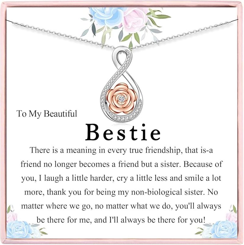 JETBON Friendship Gifts, Best Friend Necklace - Sterling Silver Infinity Necklace for Women, Gift for Best Friend Soul Sister Birthday Christmas Graduation Jewellery
