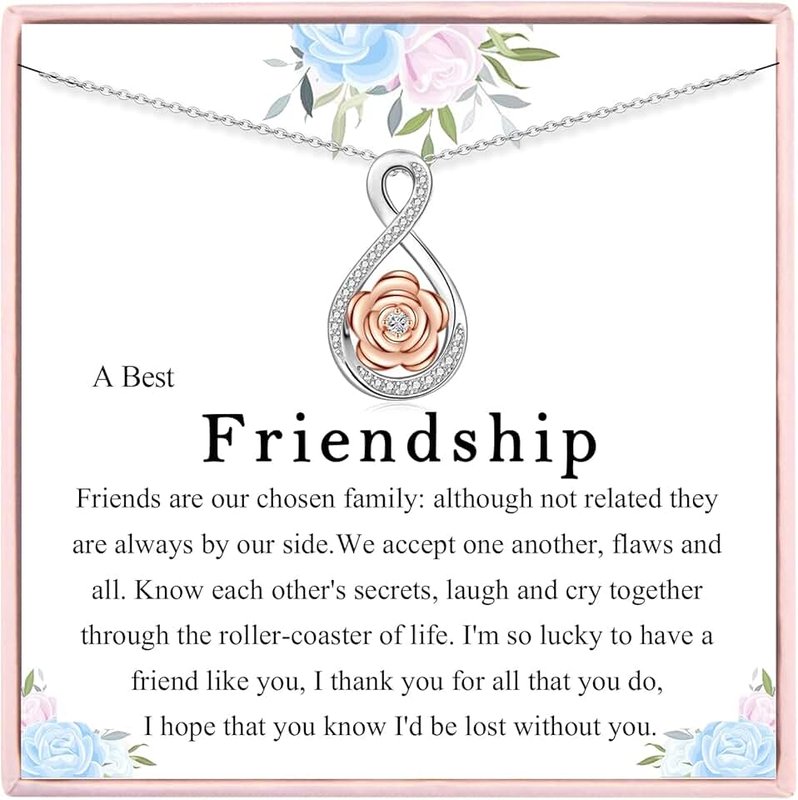 JETBON Friendship Gifts, Best Friend Necklace - Sterling Silver Infinity Necklace for Women, Gift for Best Friend Soul Sister Birthday Christmas Graduation Jewellery