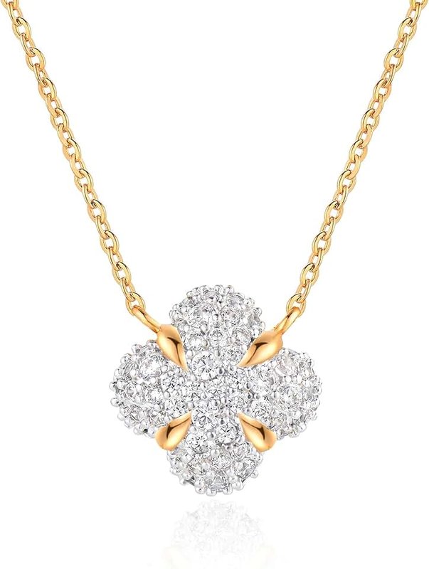 TONTMY STUDIOS 14K Gold Plated Necklace for Women Round Triangle CZ Solitaire Necklace | Elegant Pendant Necklace | Gold Chain Necklace | Dainty Cubic Zirconia Halo Choker Necklaces for Women Gold