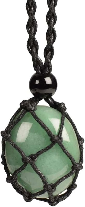 LERSUSI Stone Necklace Cord, Healing Crystal Necklace Set, Adjustable Rope, Handmade, Natural Gemstone, Energy Crystal Spirit Jewelry, Aura Pendant