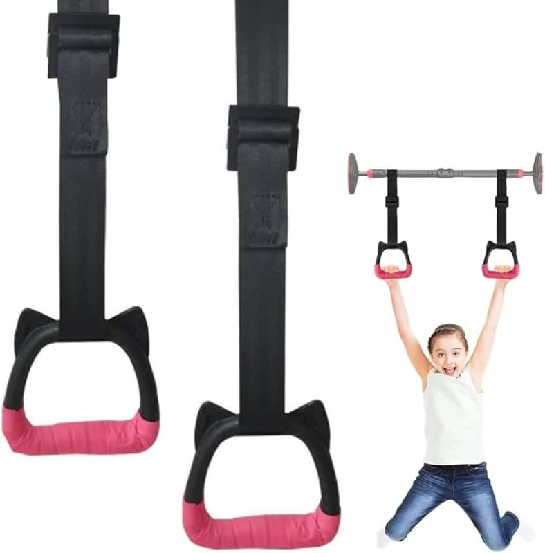 Gymnastic Rings with Straps Exercise Strength Training Equipment Pull Up Rings Fitness Children Trapeze Bar Pull Up Gym Rings Kids Home Exercise (Safe Load-Bearing 150KG)