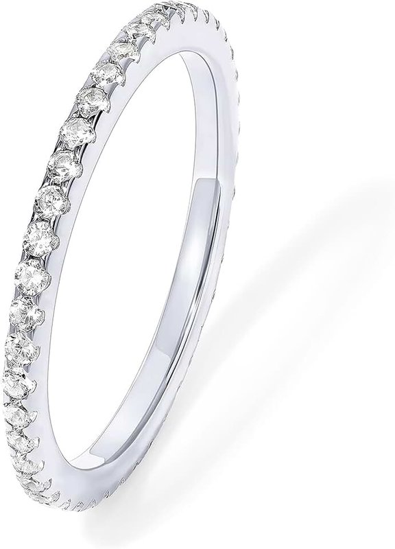 PAVOI 14K Gold Plated Sterling Silver CZ Simulated Diamond Stackable Ring Eternity Bands Women