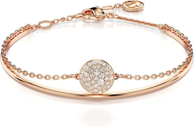 Swarovski Sublima Bangle Bracelet Collection, White Crystals in a Rhodium or Rose Gold-Tone Plated Setting