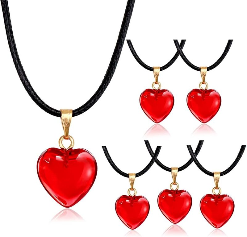 Omlisca Omlisca Valentines Day Gifts 12 Pack Red Heart Shaped Pendant Necklace for Classroom Rewards Exchange Goodies Bag Filler For Women Party Favors Supplies Wedding Carnival Decorations