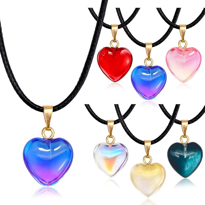 Omlisca Valentine's Day Gifts 24 Pack Colorful Heart Shaped Pendant Necklace Birthday Party Favors Goodie Bags for Little Princess Valentine Party Supplies Wedding School Classroom Carnival Rewards