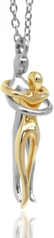 Stylish Gears S925 Sterling Silver Couple Hug Necklace - With Ready To Gift Box & Self Writng Note For Your Partner- Birthday/Valentine's Day Gift For Couples - Premium Quality Craftmanship