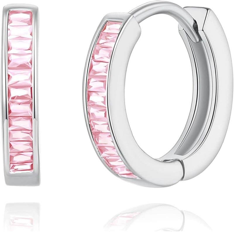 GLOQUAT Gold Hoop Earrings for Women Girls Silver Chunky Cubic Zirconia Huggie Earrings Lightweight Twisted Cartilage Hoops for Men Hypoallergenic Earrings