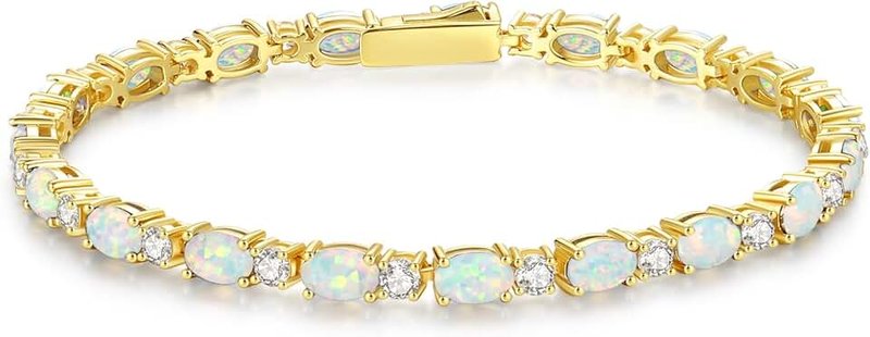 FANCIME 14K Gold Plated Birthstone Bracelets 4mm Sterling Silver Tennis Bracelets Gold Bracelets Mother's Day Birthday Jewelry Gifts for Women 7"