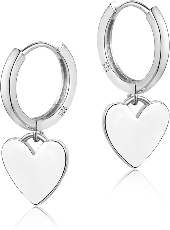 ALEXCRAFT 925 Sterling Silver Heart Dangle Earrings for Women Girls Silver Dangle Leverback Earrings Hypoallergenic Heart Dangle Drop Earrings for Jewelry Gifts