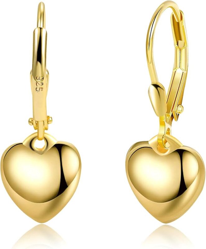 ALEXCRAFT 925 Sterling Silver Heart Dangle Earrings for Women Girls Silver Dangle Leverback Earrings Hypoallergenic Heart Dangle Drop Earrings for Jewelry Gifts