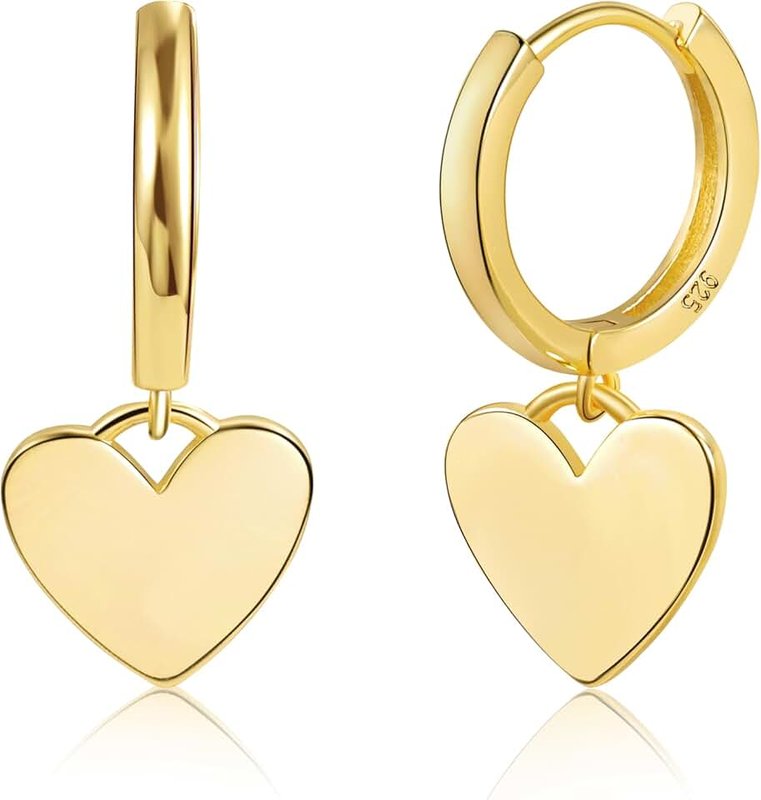 ALEXCRAFT 925 Sterling Silver Heart Dangle Earrings for Women Girls Silver Dangle Leverback Earrings Hypoallergenic Heart Dangle Drop Earrings for Jewelry Gifts