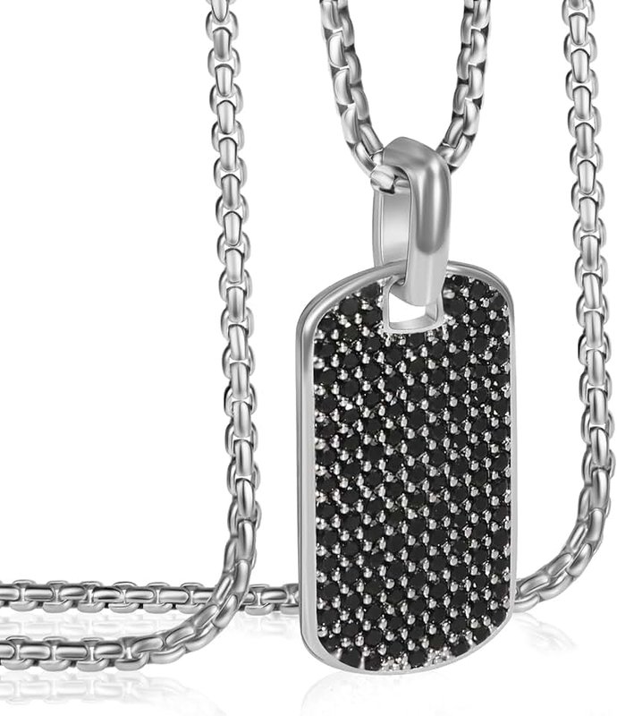 JadeAngel JadeAngel Designer Inspired Iced Out Pendant Necklace Pave Zircons Dog Tag Necklace for Men Women Gift with 20 Inch Chain