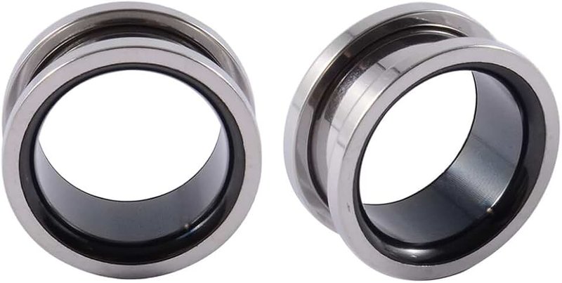 NewZenro Two Tone Hollow Ear Tunnels Plugs Expander Gauges Stretcher Earrings for Men Women Screw Stainless Steel Hypoallergenic Body Piercing Jewelry Fashion Personalized Gift