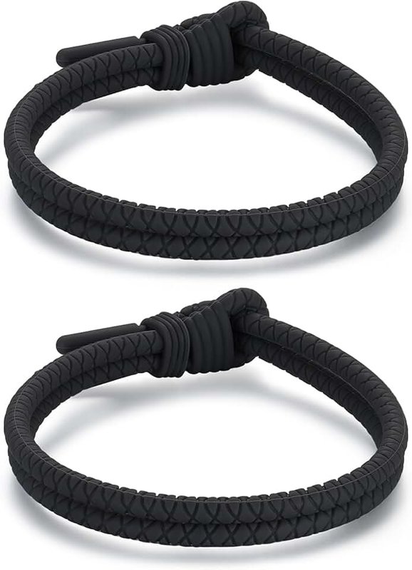 Metzm Adjustable Silicone Nautical Surfer Braided Rope Bracelet for Men Women - Waterproof Rubber Sports Couples Bracelets Gifts