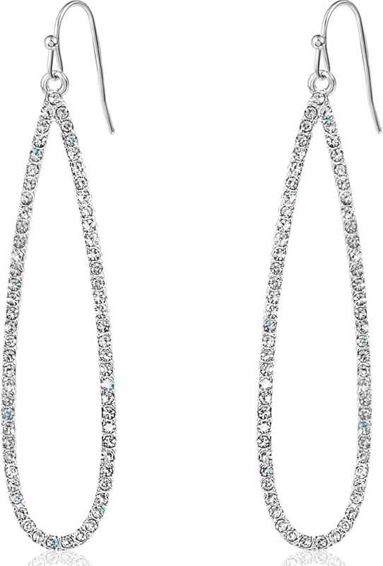 Humble Chic NY Humble Chic Simulated Diamond Dangle Earrings for Women - Cubic Zirconia Crystal Long Dangling Earrings - Hypoallergenic and Safe for Sensitive Ears