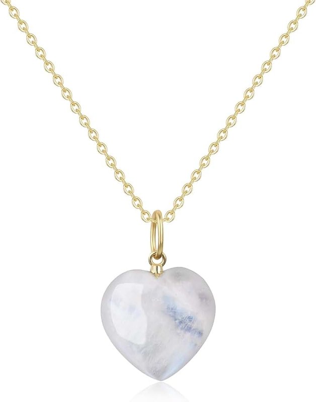 COAI Gift Ideas 925 Sterling Silver Women's Gold Necklace with Natural Stone Heart Pendant Necklace