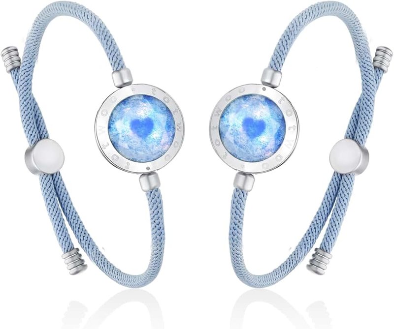 TOTWOO Long Distance Touch Bracelets, Light up & Vibration for Love - Valentines Day Gifts for Girlfriend, Mother-Daughter, Sisters, Women's Fashion Smart Jewelry, One-to-One Bluetooth Pairing via App, S