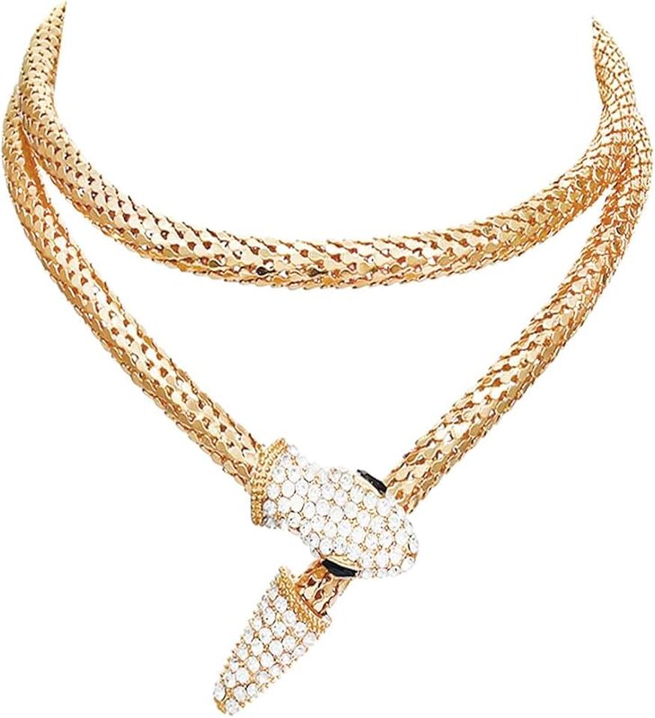 Coridy Snake Gold Bracelet for Women Bendable Snake bangle Medusa Rhinestone Hand Jewelry