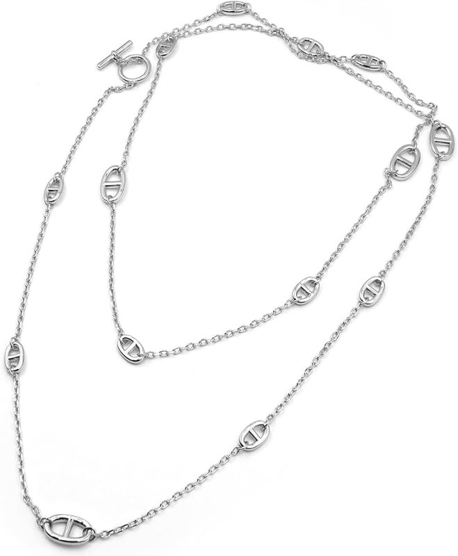 ShaSha Luxury Style Designer Pig Nose Necklace Long Sweater Chain with T-buckle 18k Gold Plating designer jewelry for women