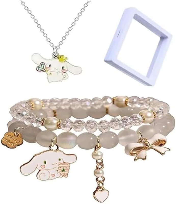 Cinnamoroll,Sanrio Cinnamoroll,Cinnamoroll Jewellery,Kawaii Bracelets Crystal Beads,CrystalBracelet for Women