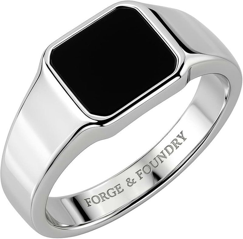 Forge & Foundry Mens Silver Onyx Inlay Signet Ring