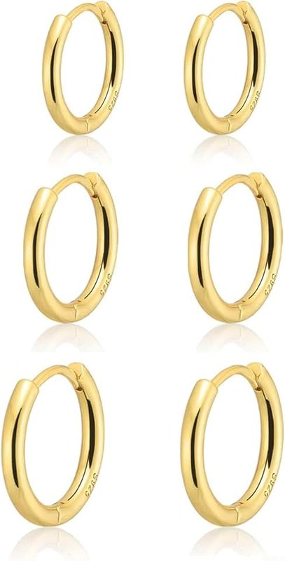 Gokeey Small Gold Huggie Hoop Earrings Set for Women 14K Real Gold Plated Hypoallergenic Lightweight Earrings for Sensitive Ears Everyday Earrings for Cartilage Piercings Jewelry for Women Men Girls Recycled Claim Standard Blended Recycled Claim Standard 100