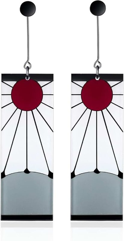 Aimery 925 Sterling Silver Tanjiro Earrings,Anime Demon Slayer Cosplay Tanjiro Black Earrings Ear clip For Men Women Earrings