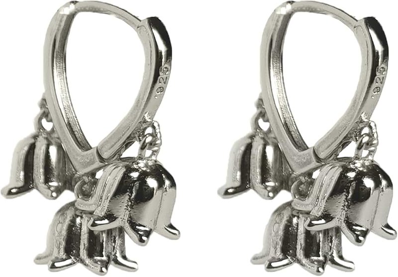 CABEPHY Dainty Huggie Heart Small Gold Hoop Earrings for Women Teen Girls Lily of the Valley Earrings Flower Dangle Cute Trendy Aesthetic