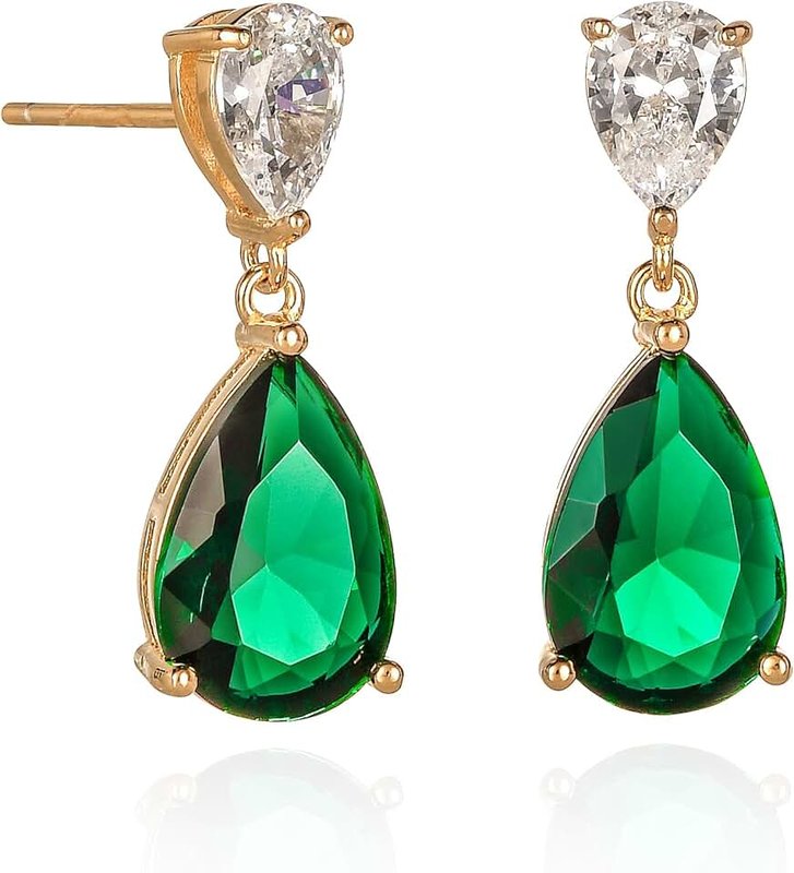 Diamond Treats Diamond Treats 925 Sterling Silver Teardrop Earrings for Women with Colored and White Cubic Zirconia, Sterling Silver Drop Earrings for Women, Elegant Silver, Gold or Rose Gold Dangle Earrings,