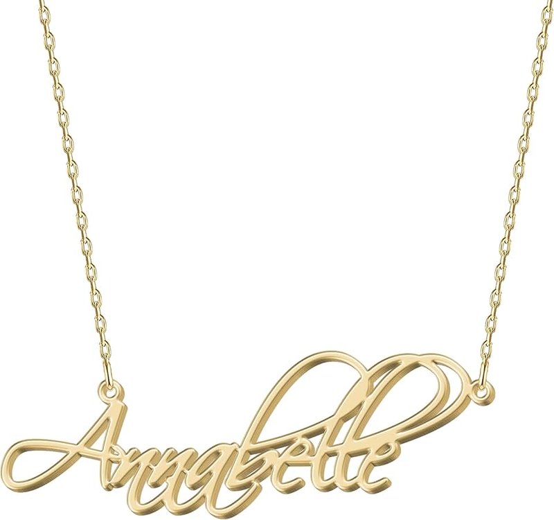 UMAGICBOX Personalized Dainty Name Necklace 18K Real Gold Plated Stainless Steel Hypoallergenic No Fade Custom Engraved Initial Nameplate Pendant Jewelry Customized Birthday Mother Christmas Day Gifts for Women Girls Teen Kids Daughter