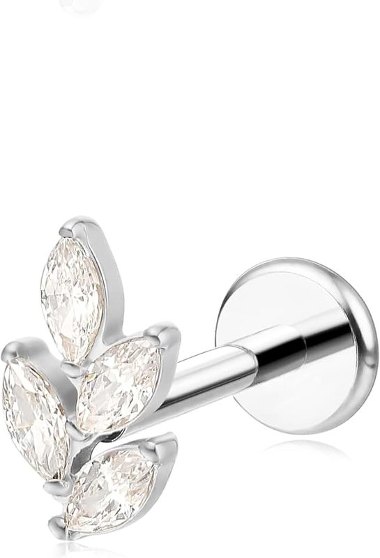 limerencia F136 Pure Titanium Earring Hypoallergenic Piercing Jewelry,Flat Back Earring Internally Threaded Stud Earring 18g for Cartilage/Tragus/Helix/Conch/Nose/Lip(1pc)