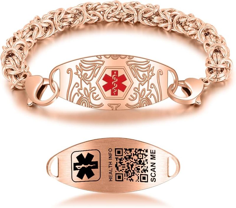 Theluckytag Medical Alert Bracelets with QR Code for Men & Women Formis Business Attire - Titanium Steel Wristband Fits Wrists Up To 8 inches - More Space Custom Emergency Medical ID Information