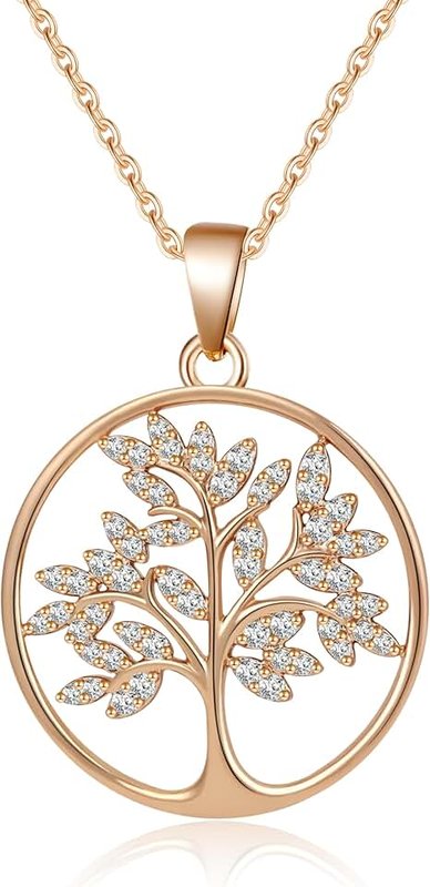 MOLAYES MOLAYES Tree of life necklace for women 18K Gold/White Gold Tree Jewelry Pendant Zircon Necklace Anniversary Valentine's Day Gifts for Wife Girls Her 16+2