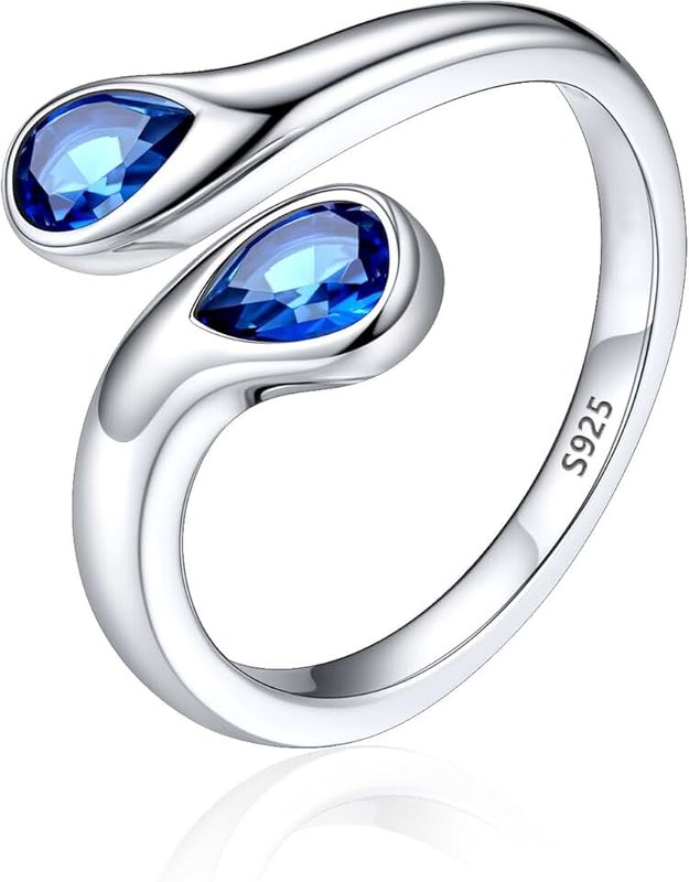 Silvora Rings for Women 925 Sterling Silver Adjustable Ring Wrap Birthstones Open Rings for Women Ring, Birthstone Ring for Women Mother